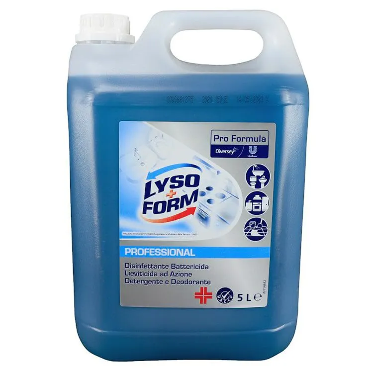 Lysoform detergente sanificante concentrato per superfici e pavimenti uso professionale 5 litri.