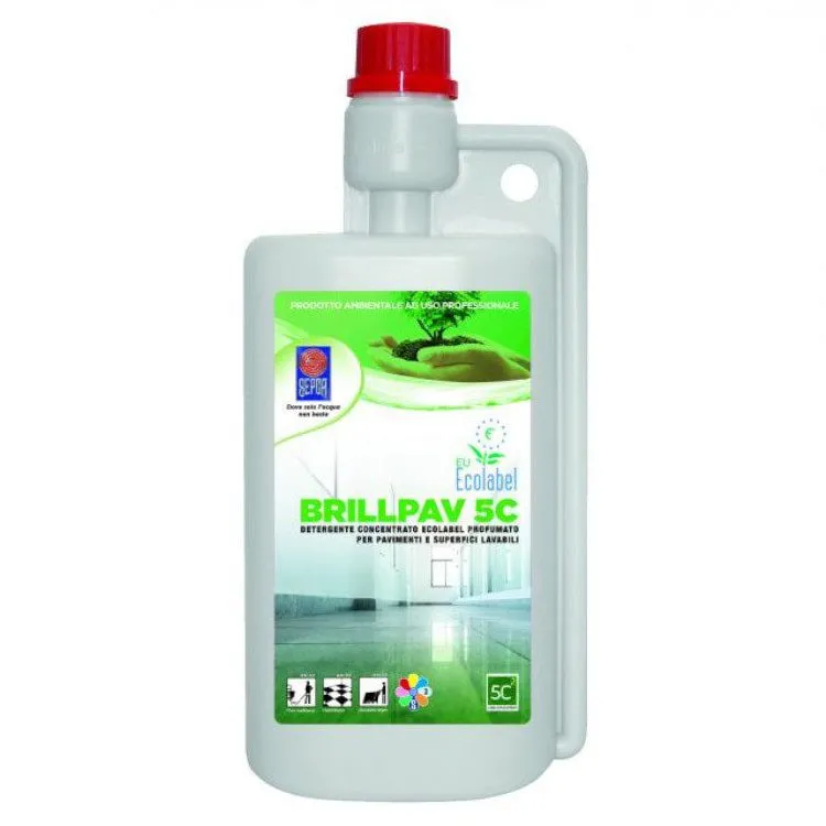 Detersivo pavimenti ecologico concentrato neutro professionale Brillpav 5C flacone 1lt