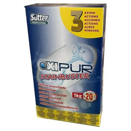 Additivo smacchiatore in polvere per lavaggio tessuti Oxipur Stainbuster.