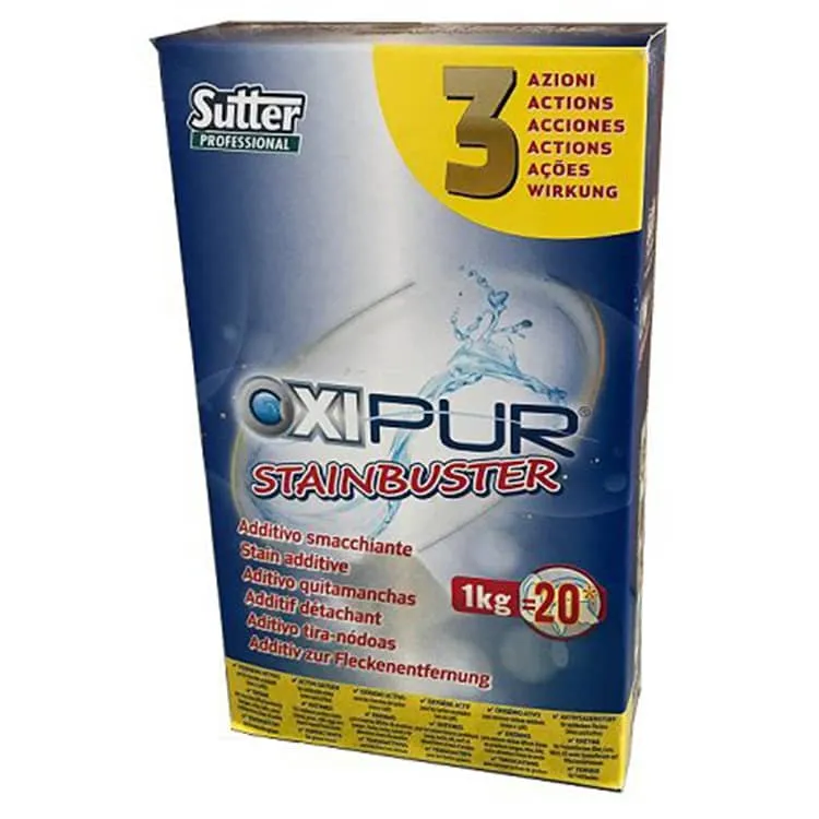 Additivo smacchiatore in polvere per lavaggio tessuti Oxipur Stainbuster.