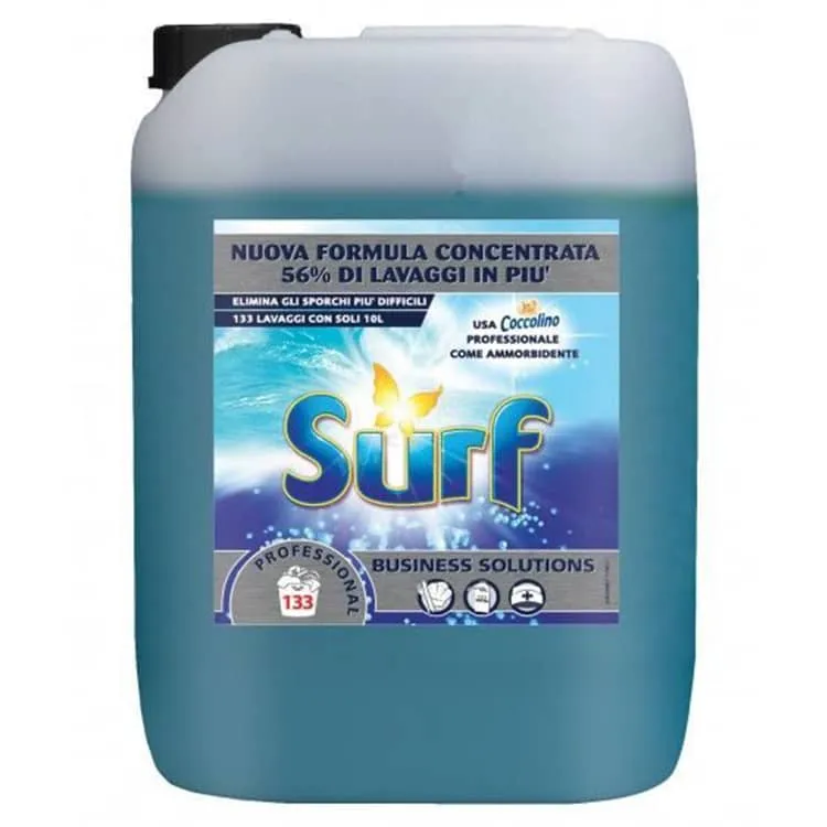 Surf detersivo liquido concentrato per lavatrice professionale 10 litri.