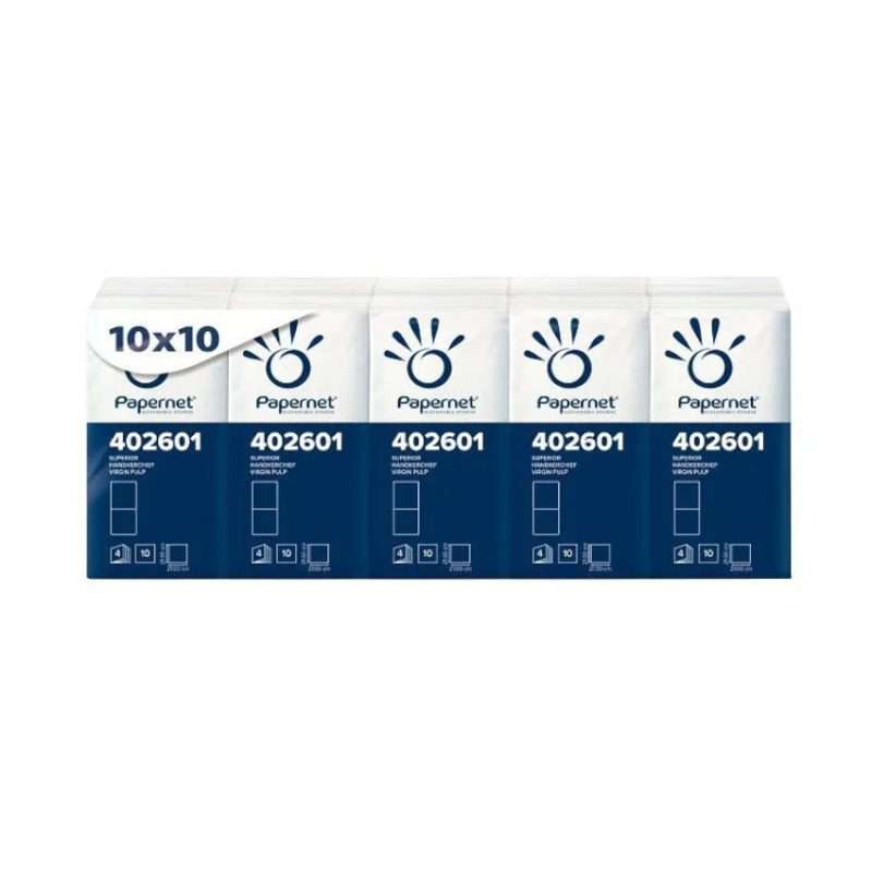 fazzoletti di pura cellulosa 4 veli papernet 402601 confezione da 10x10