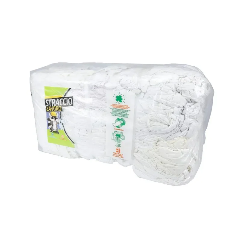 Pezzame bianco in cotone, sterilizzato, confezione da 25 kg.