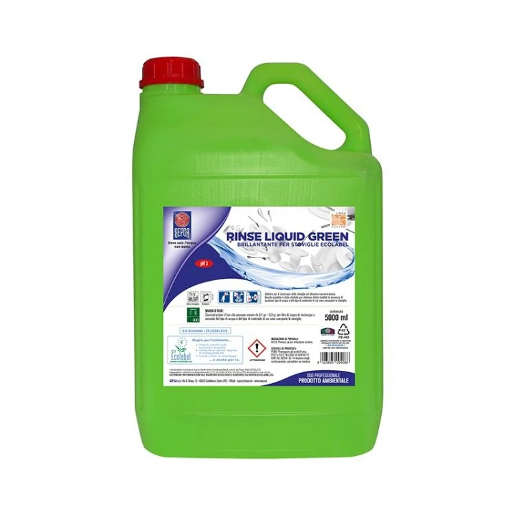 brillantante per stoviglie ecolabel 5lt rinse liquid green